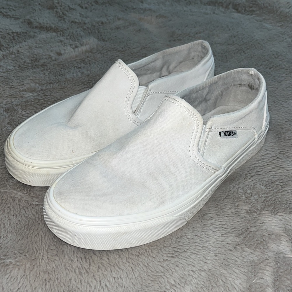 White Slip On Vans
